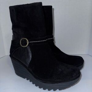 Fly London Yome Black wedge Ankle boots 39=9